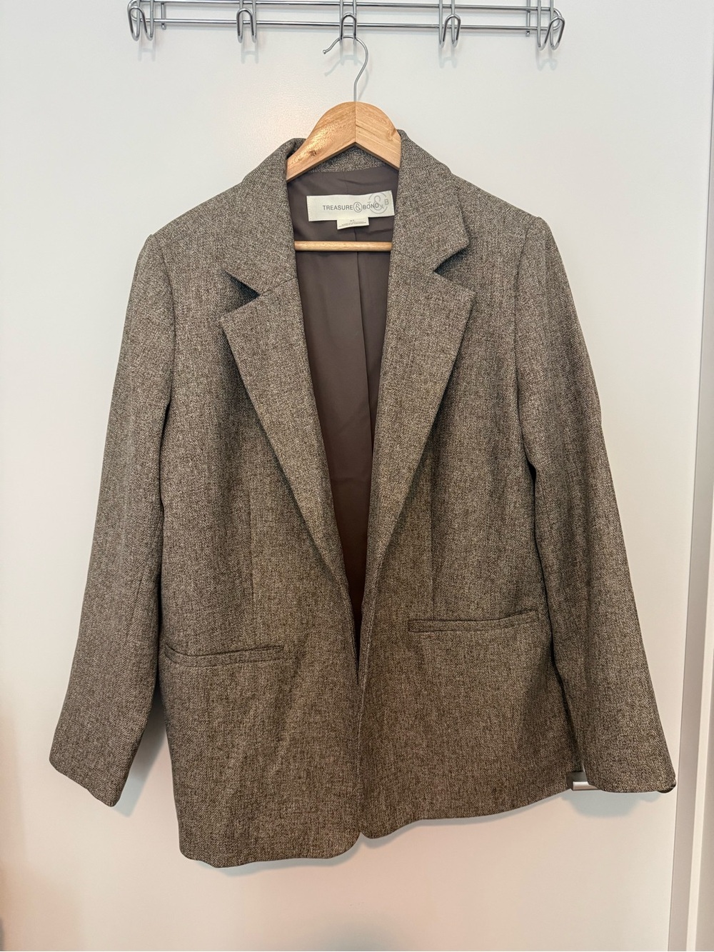 Treasure & Bond Brown Herringbone Blazer Jacket